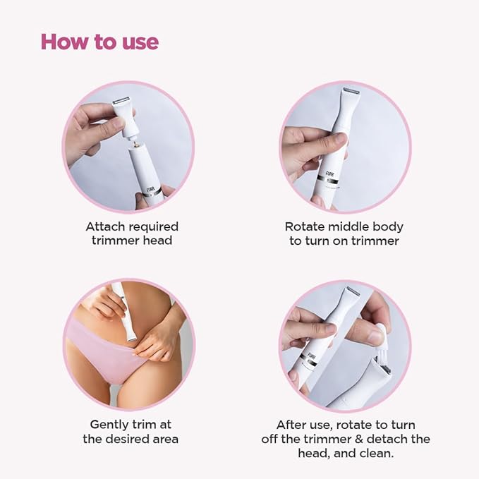 Furr 6-in-1 Multipurpose Trimmer & Shaver with 1 Year Warranty | For Eyebrows, Underarms, Legs & Bikini Line | Water Resistant & 45 Minutes Run...