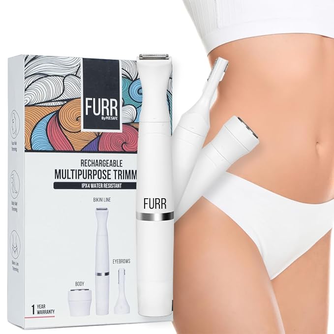 Furr 6-in-1 Multipurpose Trimmer & Shaver with 1 Year Warranty | For Eyebrows, Underarms, Legs & Bikini Line | Water Resistant & 45 Minutes Run...