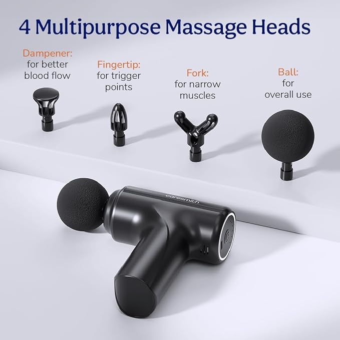 Massager Gun For Full Body Massager [4 Headsl] 6 Speed Mode Massager for Full Body Pain Relief, Muscle Relaxation of Neck, Shoulder, Back, Foot for Men & Women, Black.